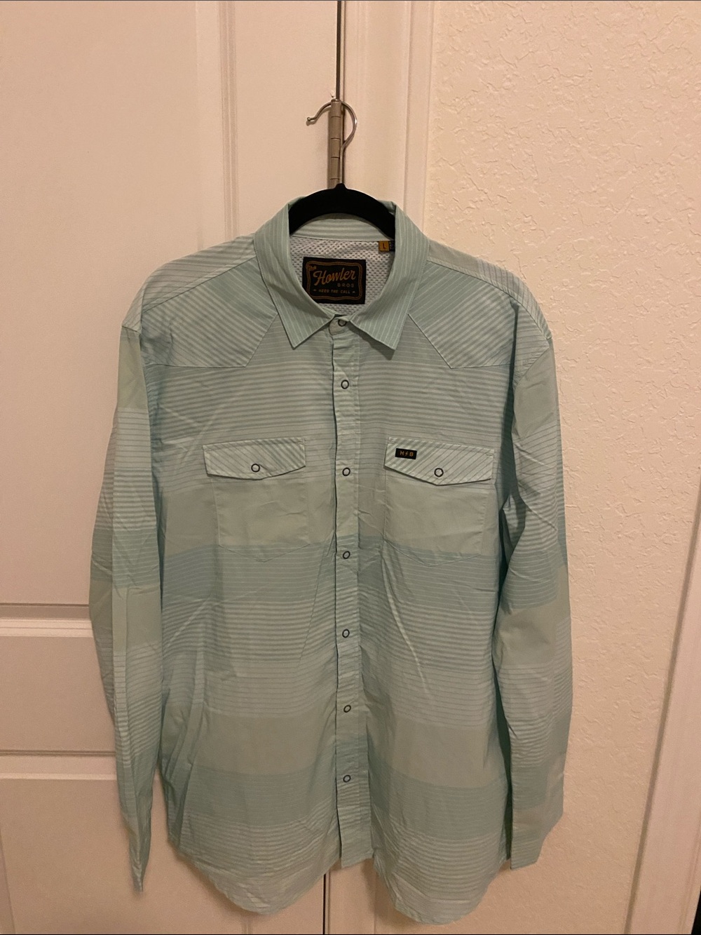 Howler Brothers Light Mint Green Striped Long-Sleeve Button-Down Shirt